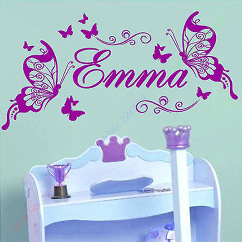 Baby Nursery Murals - New Butterflies Personalized Name Vinyl Butterfly