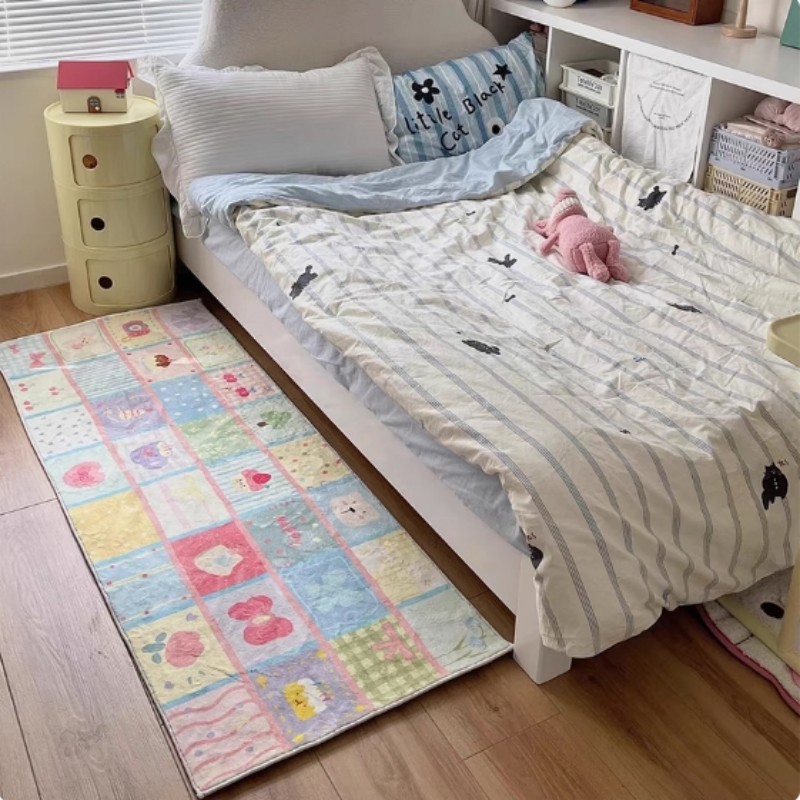Baby Nursery Rug - VIKAMA Outdoor Bedside Rug Cartoon Stripe