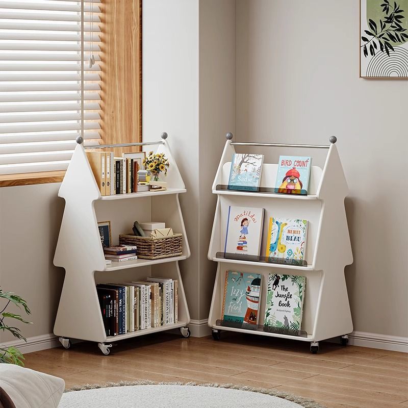 Baby Bookshelf Small - Children's bookshelf movable double-sided storage shelf