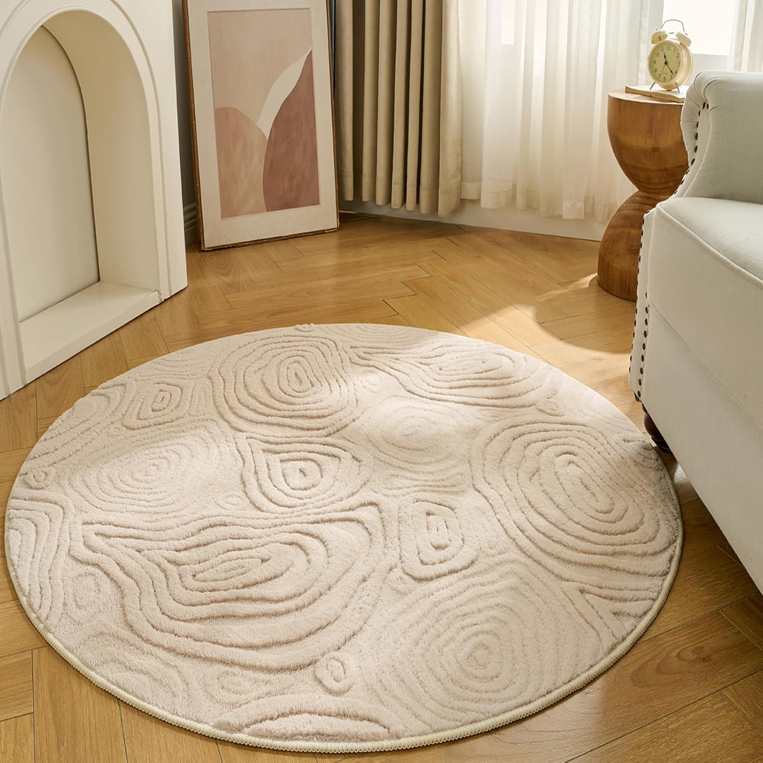 Baby Nursery Rug - 3D Geometric Round Rug – Soft
