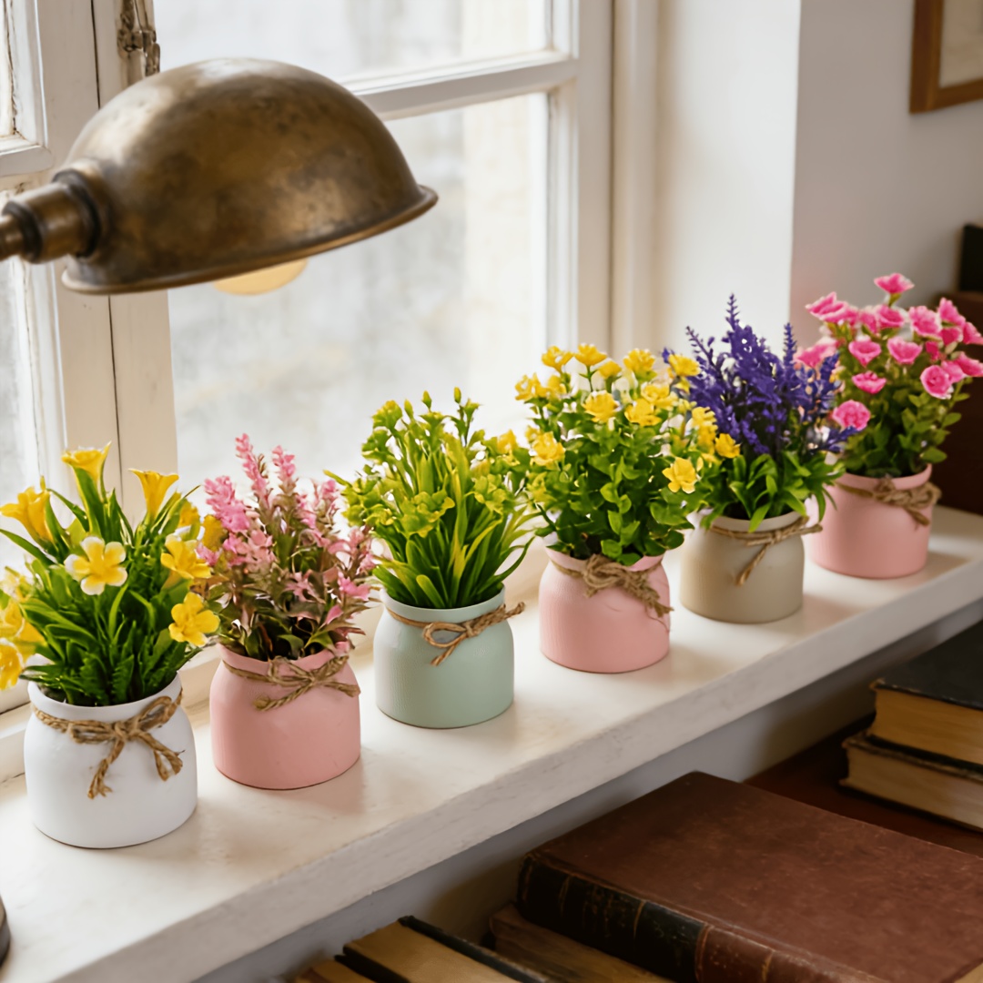 Baby Bookshelf Small - 6pcs Artificial Flowers in Small Pots