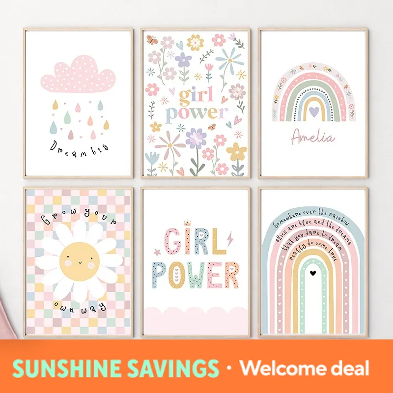 Baby Nursery Fabric - Sun Flower Rainbow Cloud Heart Nursery