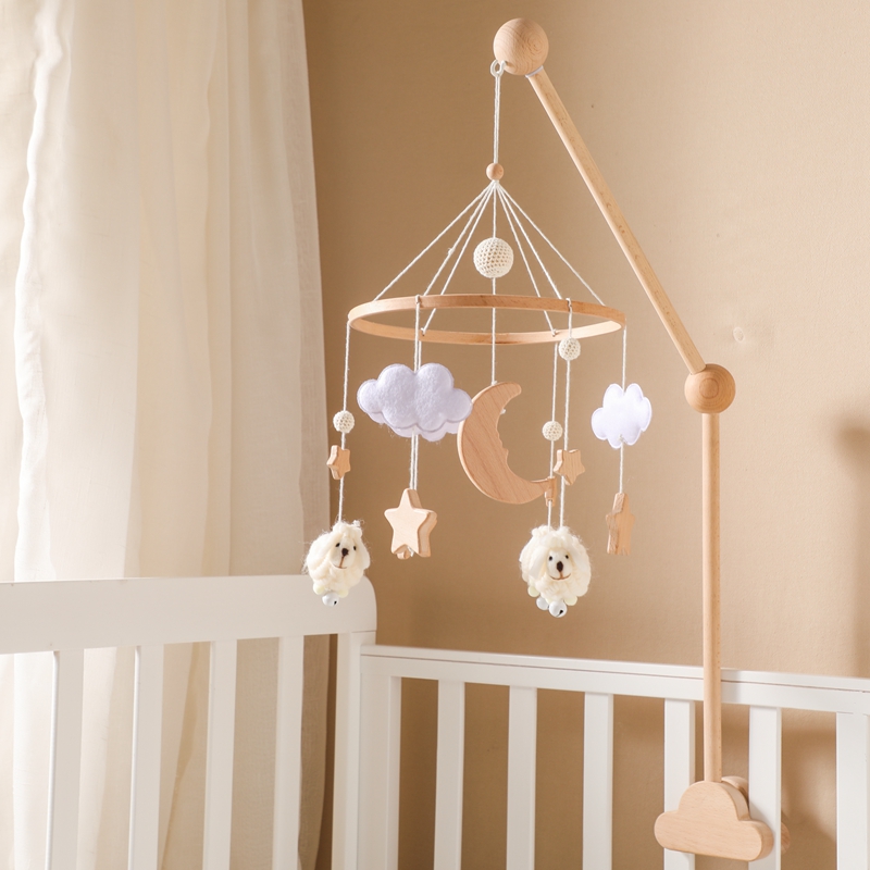 Crib Mobile Musical - Wooden Baby Rattle Mobile 0-12Month Soft