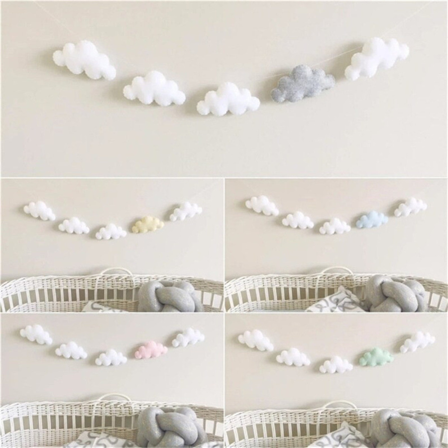 Baby Nursery Fabric - Nordic Felt Cloud Garlands String Wall