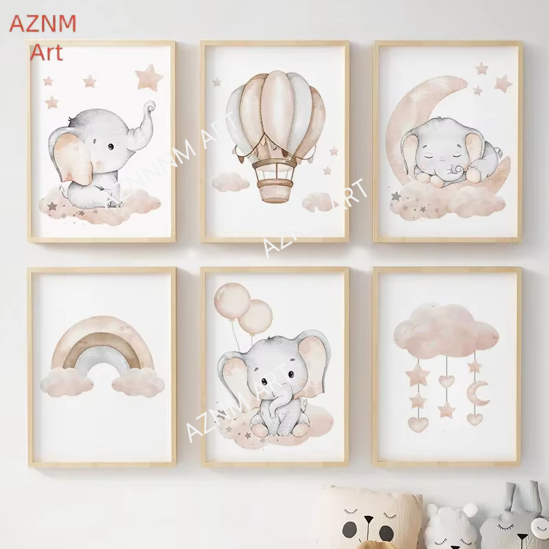 Elephant Balloon Rainbow Moon  - Baby Nursery Fabric review and price