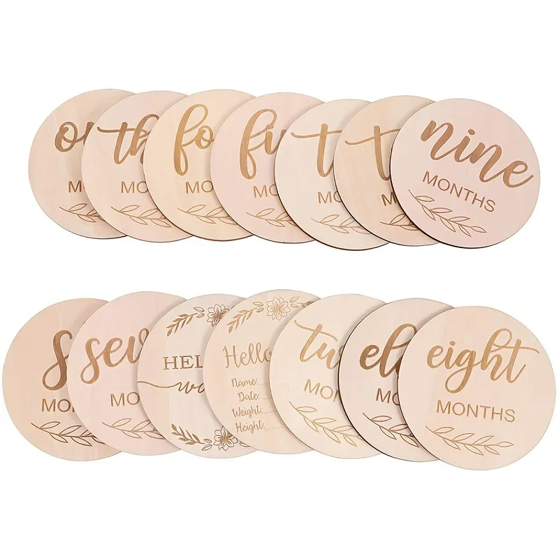 12pcs/set Wood Chip Month Souv - Milestone Card Set review and price