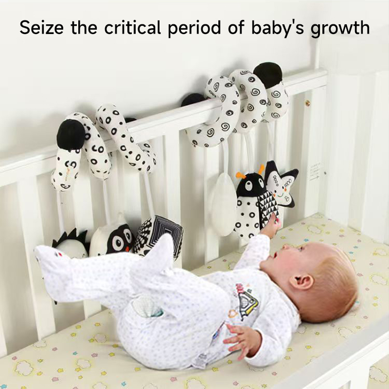 Baby Spiral Plush Toys Black a - Crib Mobile Musical review and price