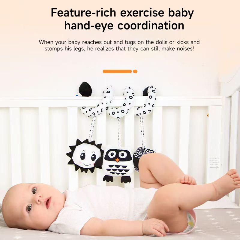 Baby Spiral Plush Toys Black a - Crib Mobile Musical review and price