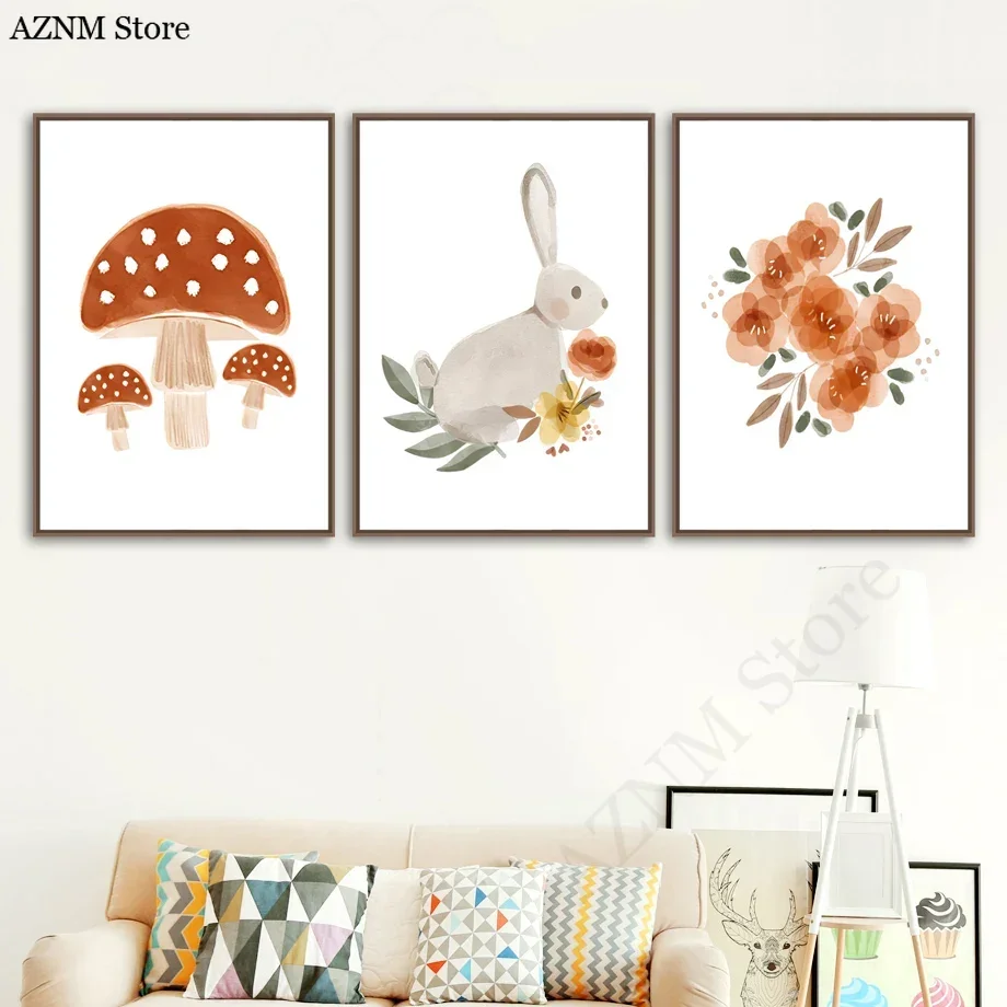 Watercolor Flower Rabbit Bird  - Baby Nursery Murals review and price