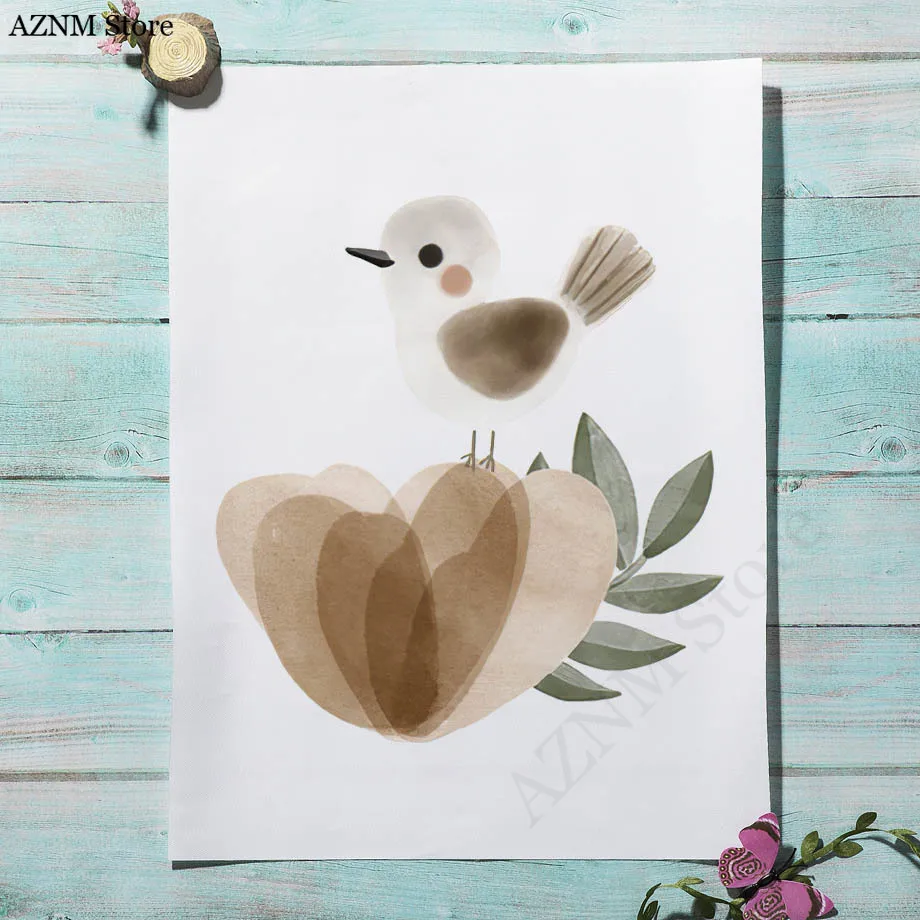 Watercolor Flower Rabbit Bird  - Baby Nursery Murals review and price
