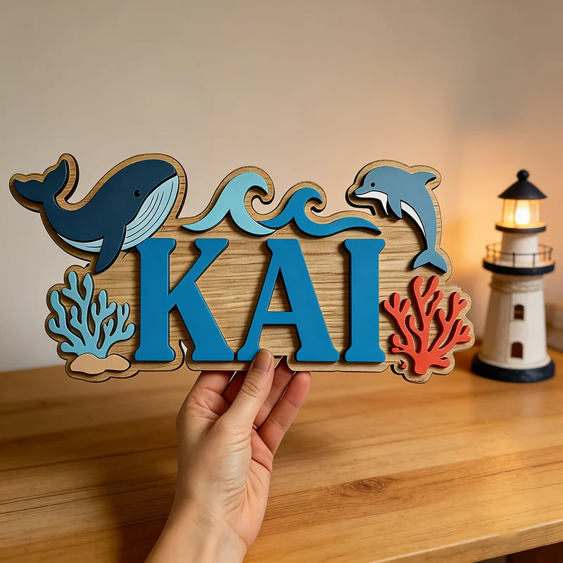 Ocean Whale Dolphin Themed Cus - Baby Nursery Name Wall Art review and price