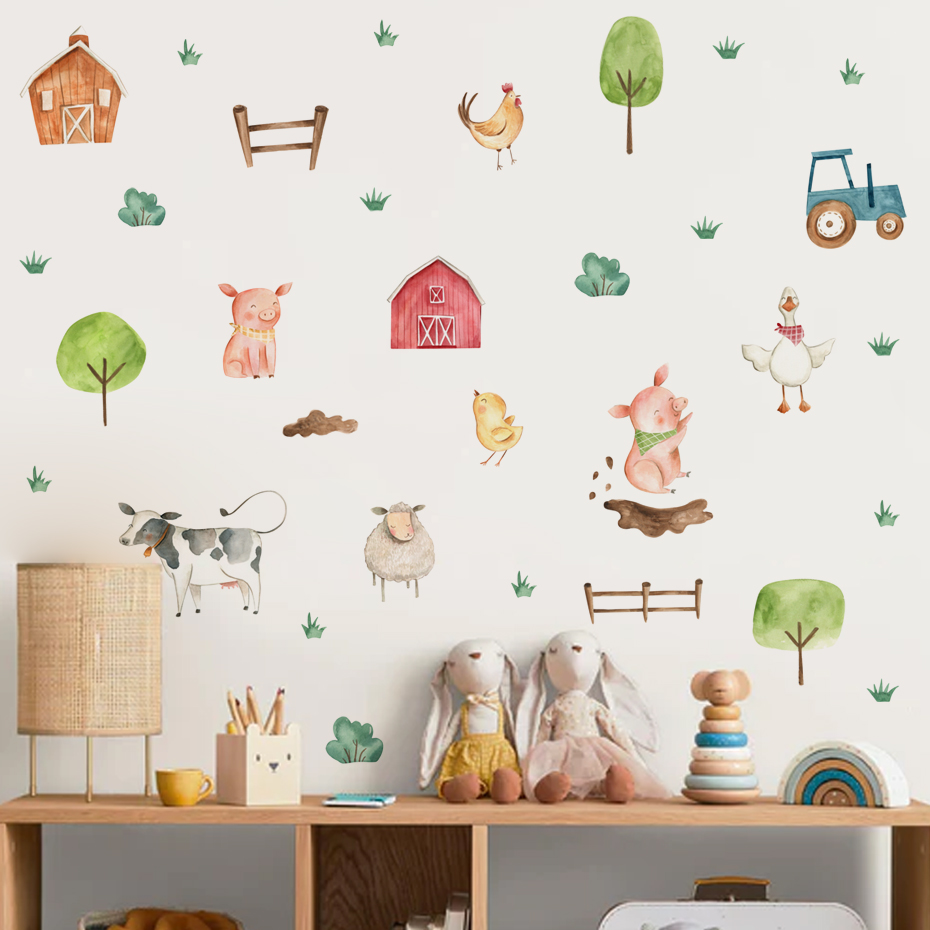 Boho Watercolor Cute Farm Anim - Baby Nursery Murals review and price
