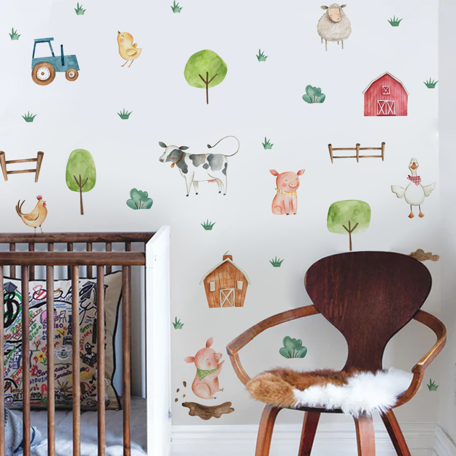 Boho Watercolor Cute Farm Anim - Baby Nursery Murals review and price