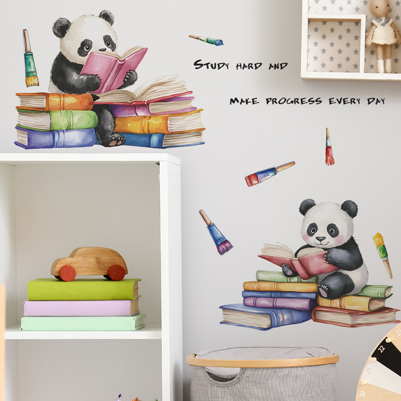 Study Read Cute Baby Panda 3D  - Baby Nursery Murals review and price
