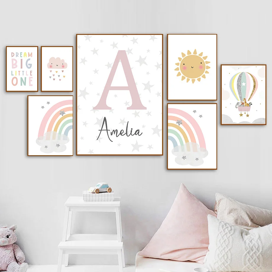 Giraffe Elephant Hot Balloon S - Baby Nursery Name Wall Art review and price