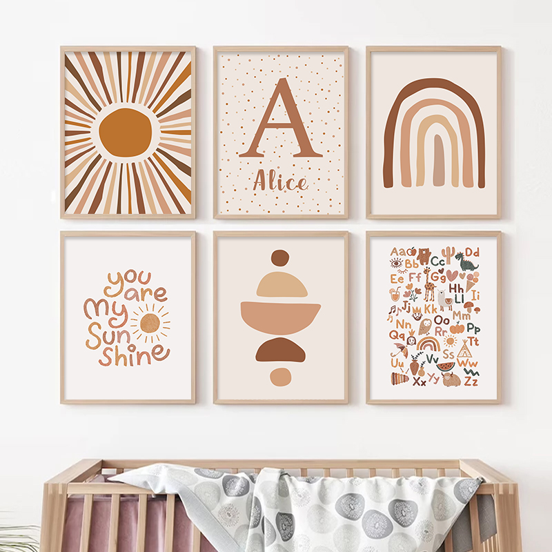 Abstract Sun Rainbow Custom Ba - Baby Nursery Name Wall Art review and price