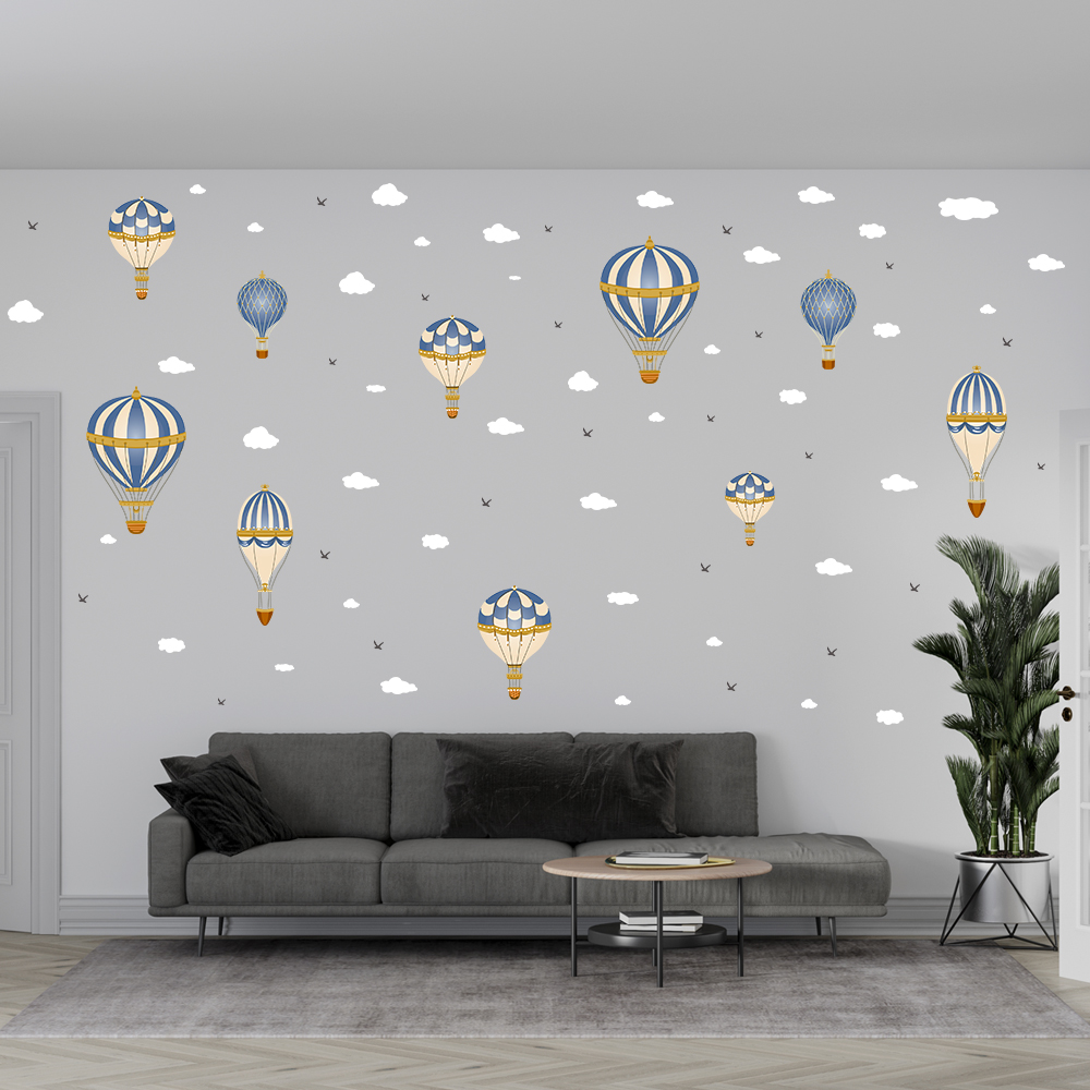 Cartoon Hot Air Balloon Clouds - Baby Nursery Murals review and price