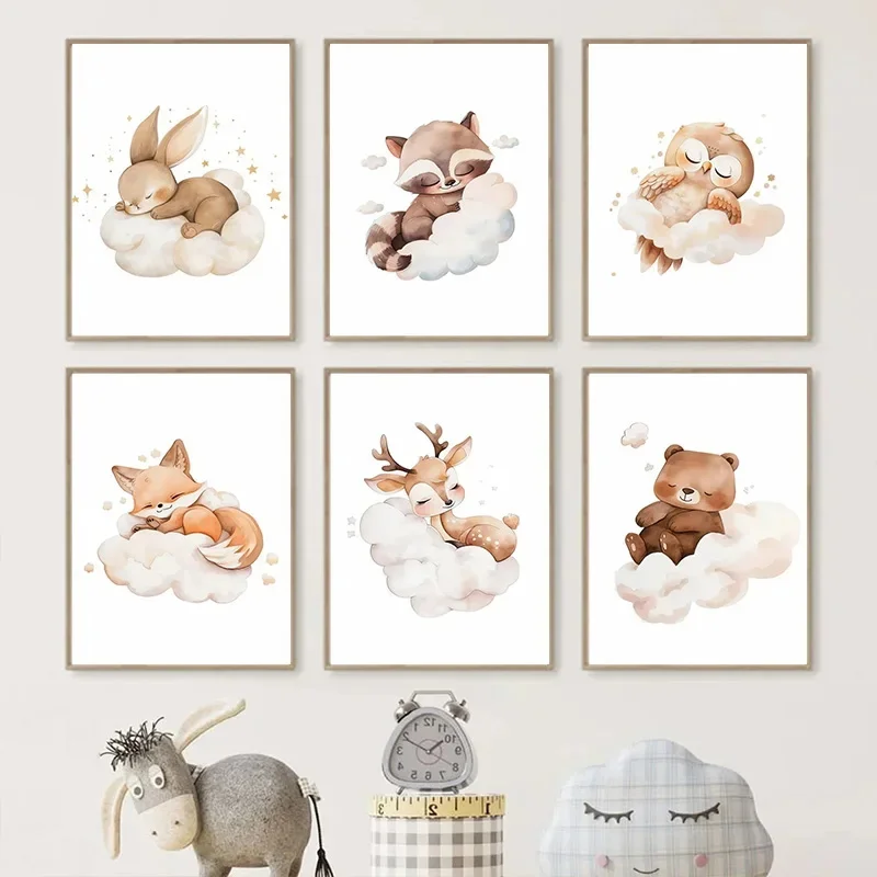 Cartoon Cloud Animal Canvas Pa - Baby Nursery Murals review and price