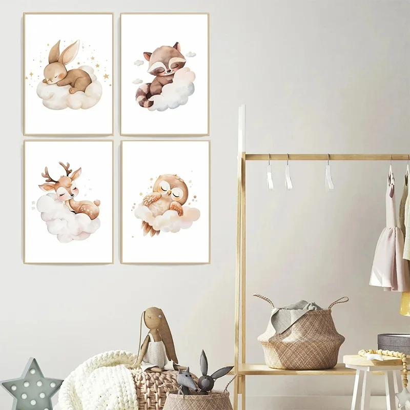 Cartoon Cloud Animal Canvas Pa - Baby Nursery Murals review and price