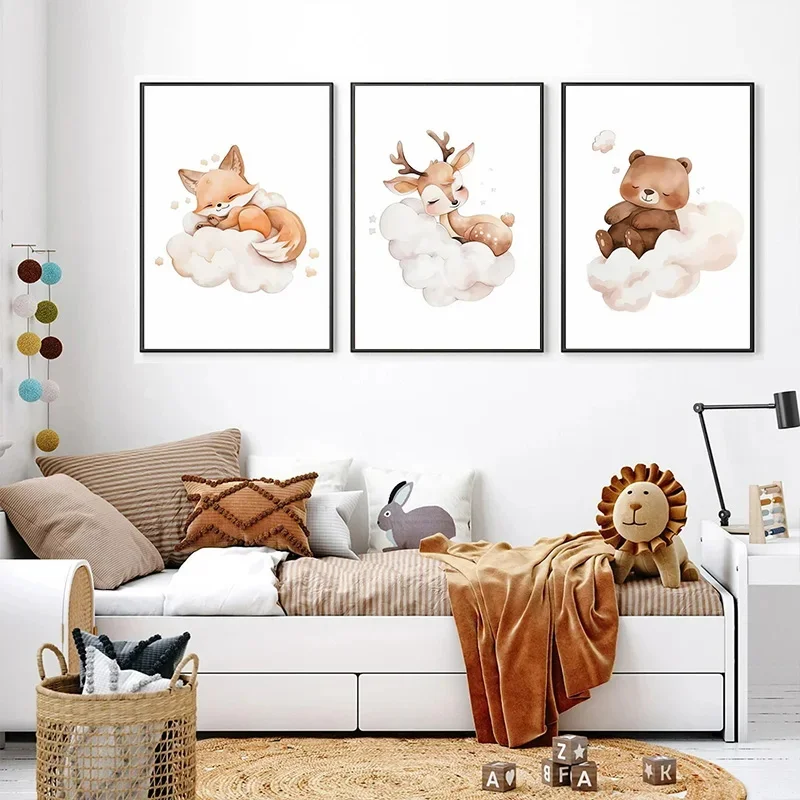 Cartoon Cloud Animal Canvas Pa - Baby Nursery Murals review and price