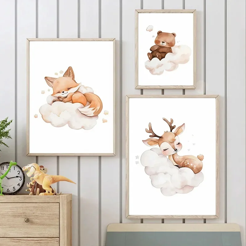 Cartoon Cloud Animal Canvas Pa - Baby Nursery Murals review and price