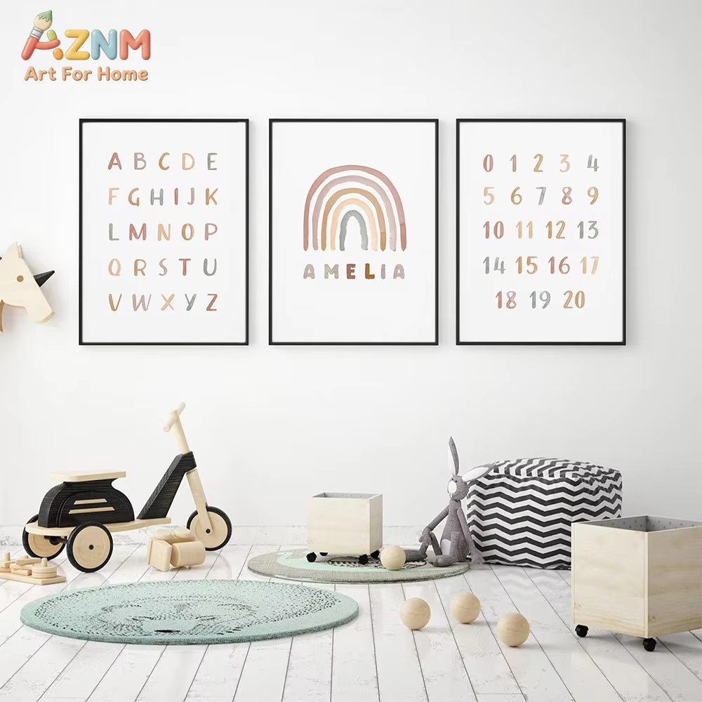 Poster Custom ABC 123 Rainbow  - Baby Nursery Name Wall Art review and price