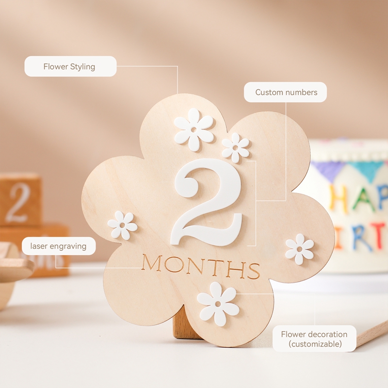 Wooden Baby Flower Shape Miles - Milestone Card Set review and price