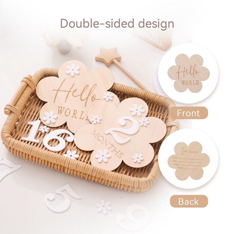 Wooden Baby Flower Shape Miles - Milestone Card Set review and price