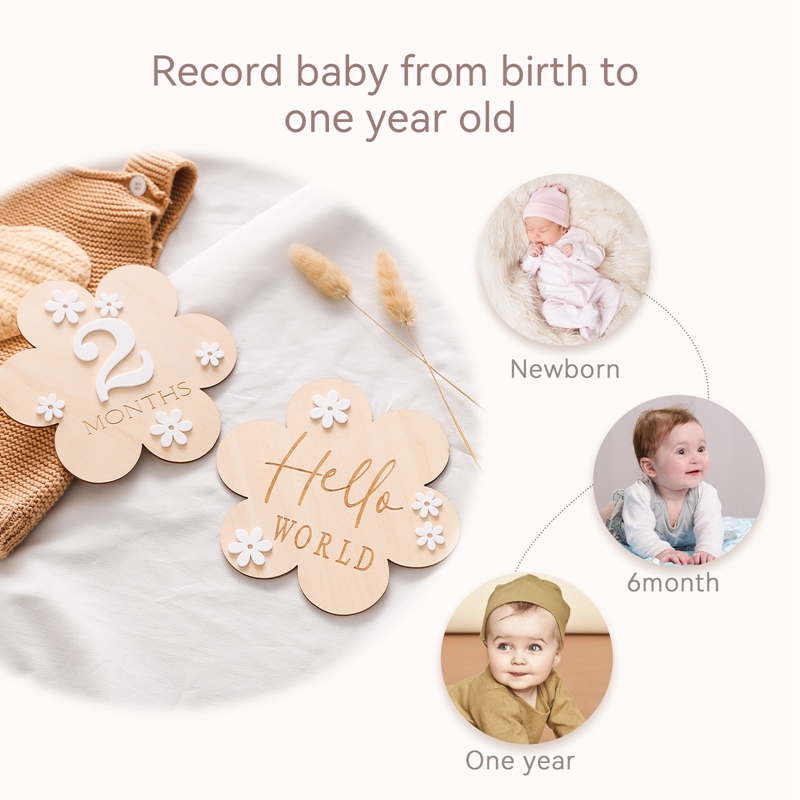 Wooden Baby Flower Shape Miles - Milestone Card Set review and price