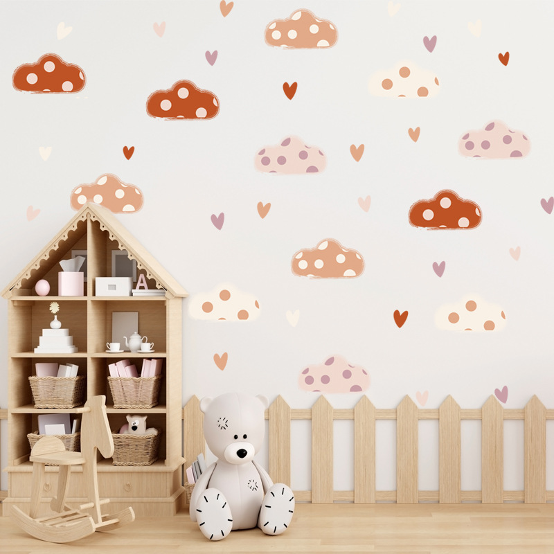 Boho Style Clouds Heart Shape  - Baby Nursery Murals review and price