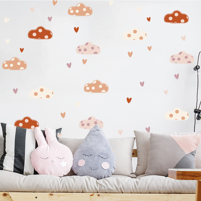Boho Style Clouds Heart Shape  - Baby Nursery Murals review and price