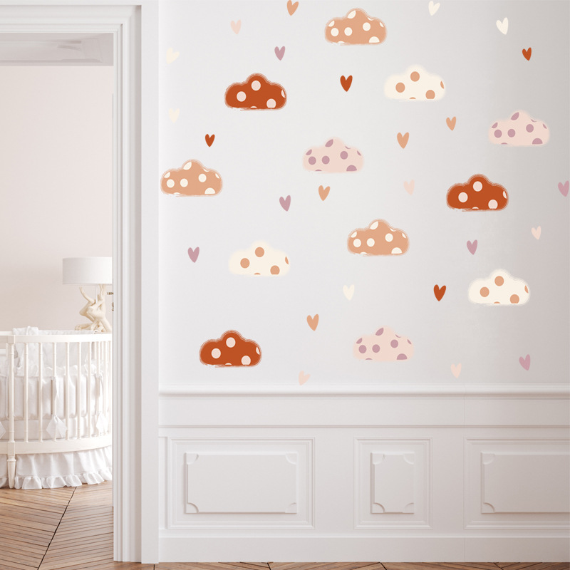 Boho Style Clouds Heart Shape  - Baby Nursery Murals review and price