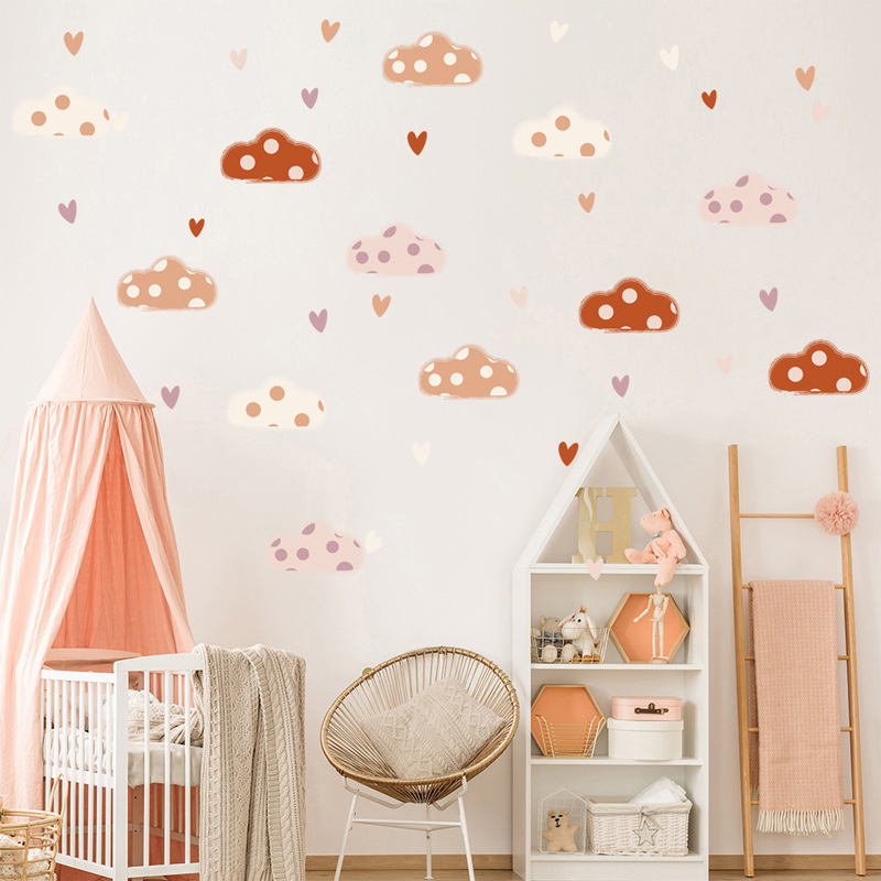 Boho Style Clouds Heart Shape  - Baby Nursery Murals review and price