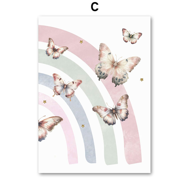 Pink Rainbow Butterfly Custom  - Baby Nursery Name Wall Art review and price