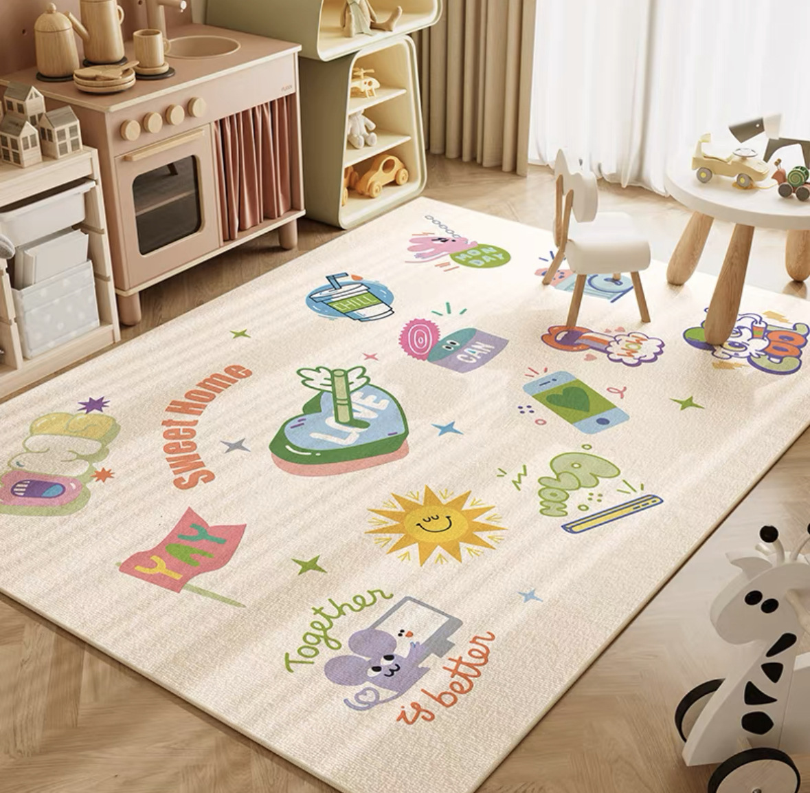 VIKAMA Neutral Cartoon Lion Ba - Baby Nursery Rug review and price