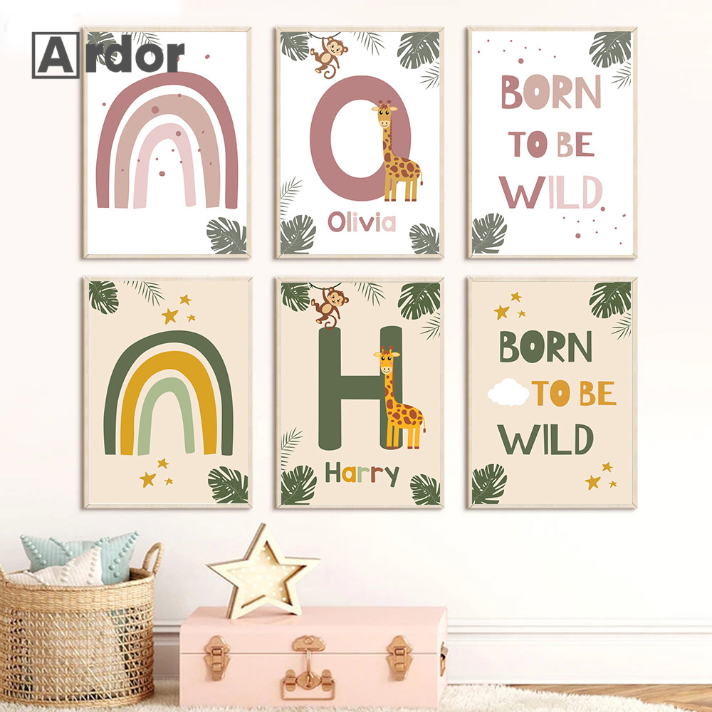 Nordic Jungle Animal Posters C - Baby Nursery Name Wall Art review and price