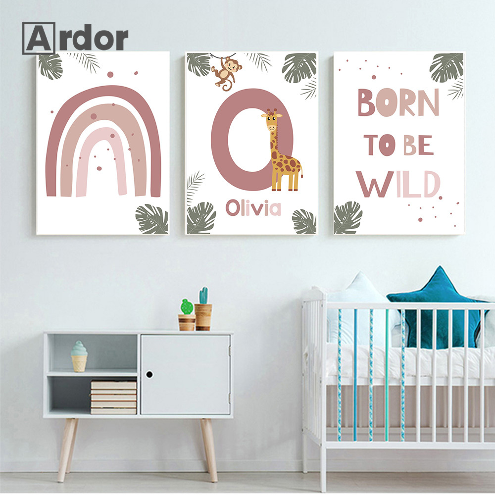 Nordic Jungle Animal Posters C - Baby Nursery Name Wall Art review and price