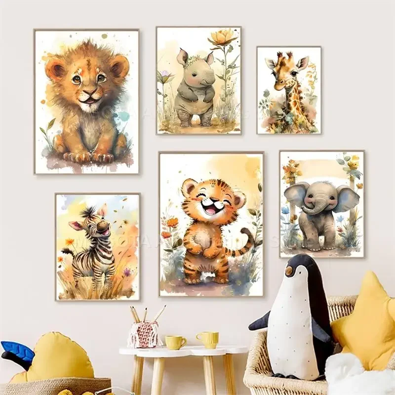 Watercolor Lion Giraffe Tiger  - Baby Nursery Fabric review and price