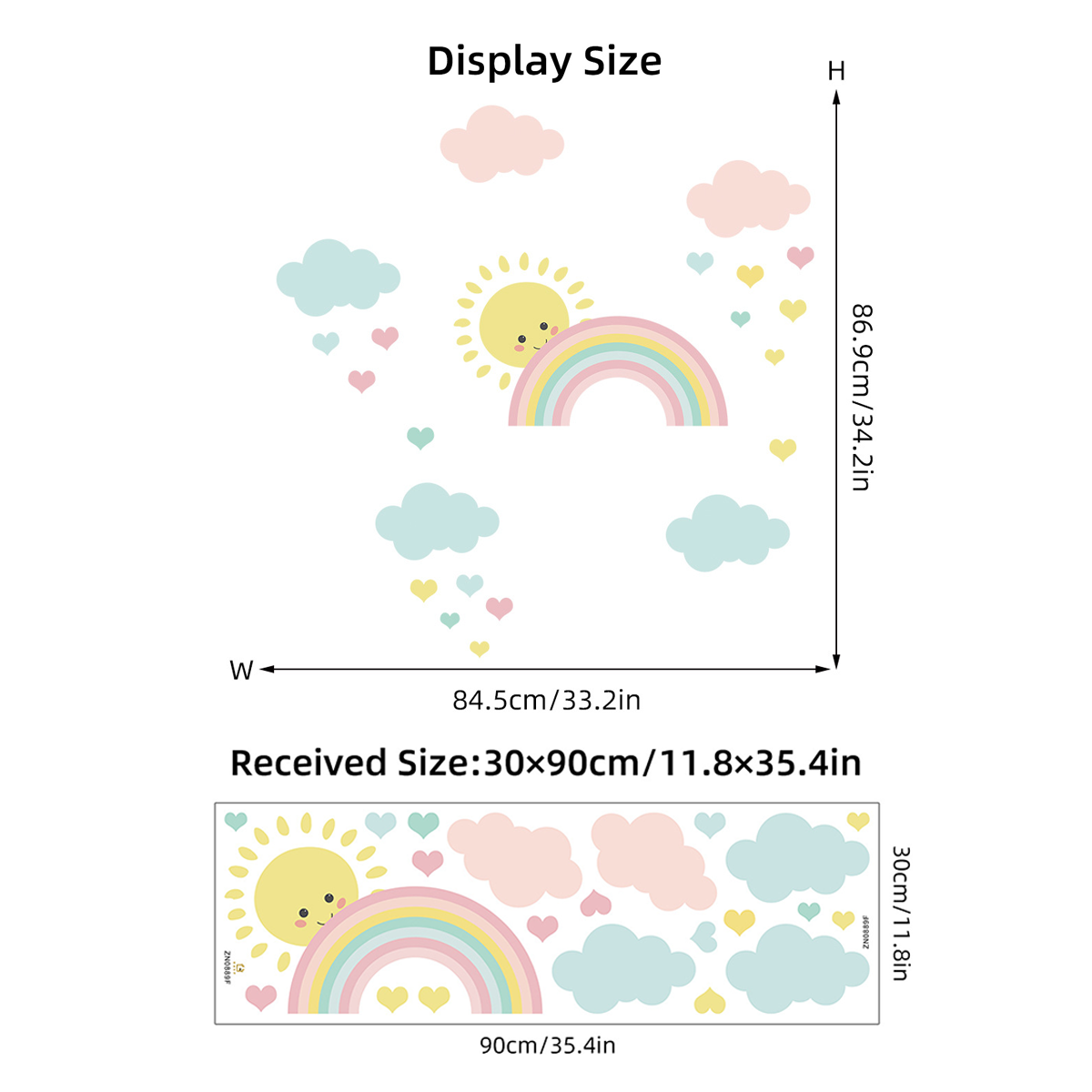 Cartoon Sun Rainbow Clouds Wal - Baby Nursery Murals review and price