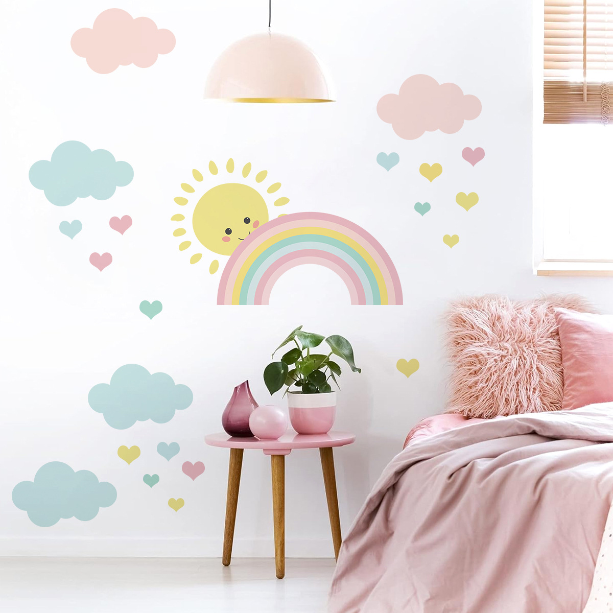 Cartoon Sun Rainbow Clouds Wal - Baby Nursery Murals review and price