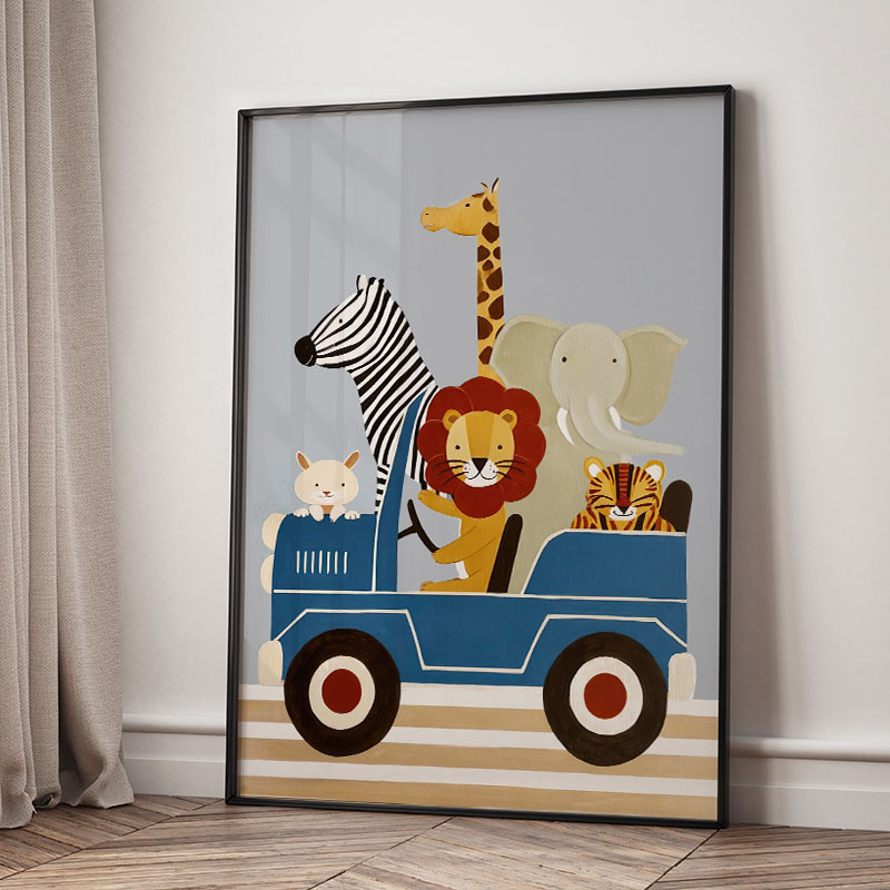 Funny Cartoon Animal Car Ballo - Baby Nursery Fabric review and price