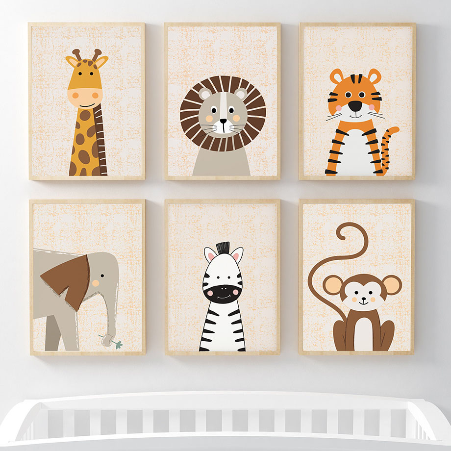 Lion Giraffe Elephant Zebra Mo - Baby Nursery Name Wall Art review and price