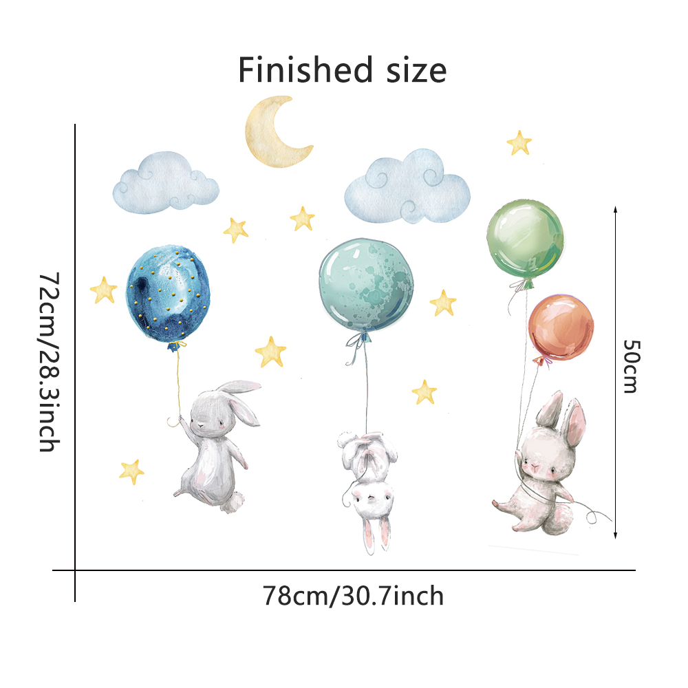 Cute Lovely Flying Rabbits Wal - Baby Nursery Murals review and price