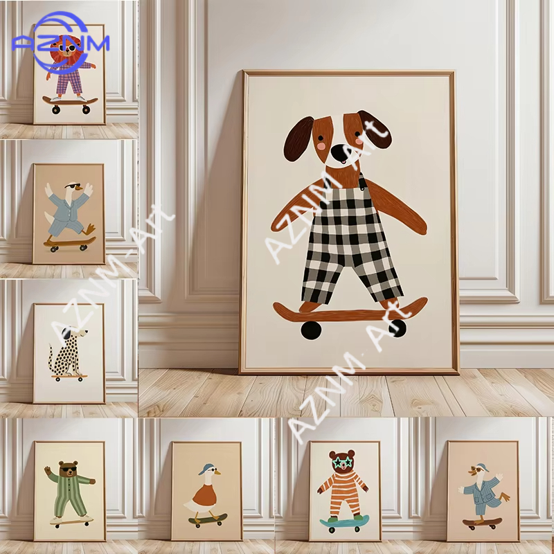 1PC Funny Animal Skateboarding - Baby Nursery Fabric review and price
