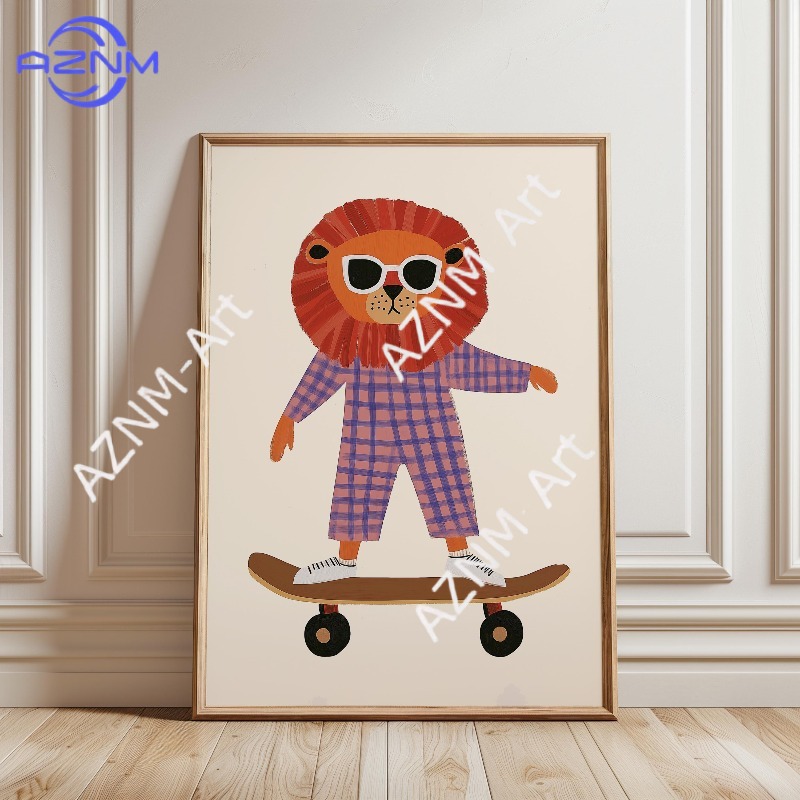 1PC Funny Animal Skateboarding - Baby Nursery Fabric review and price