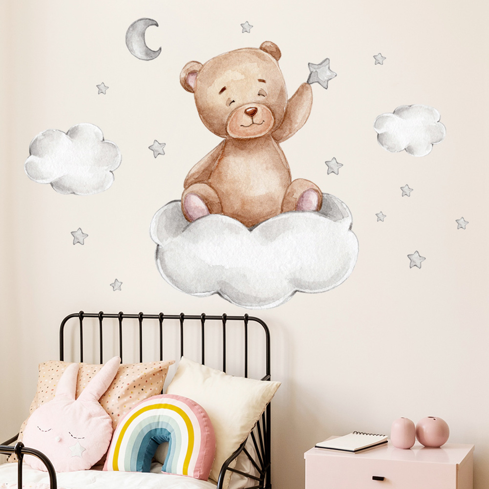Bear Moon Clouds Stars Wall St - Baby Nursery Murals review and price