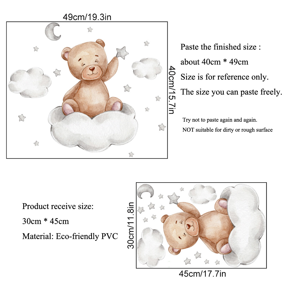 Bear Moon Clouds Stars Wall St - Baby Nursery Murals review and price