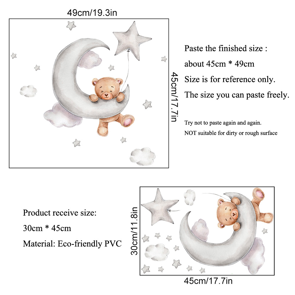 Bear Moon Clouds Stars Wall St - Baby Nursery Murals review and price
