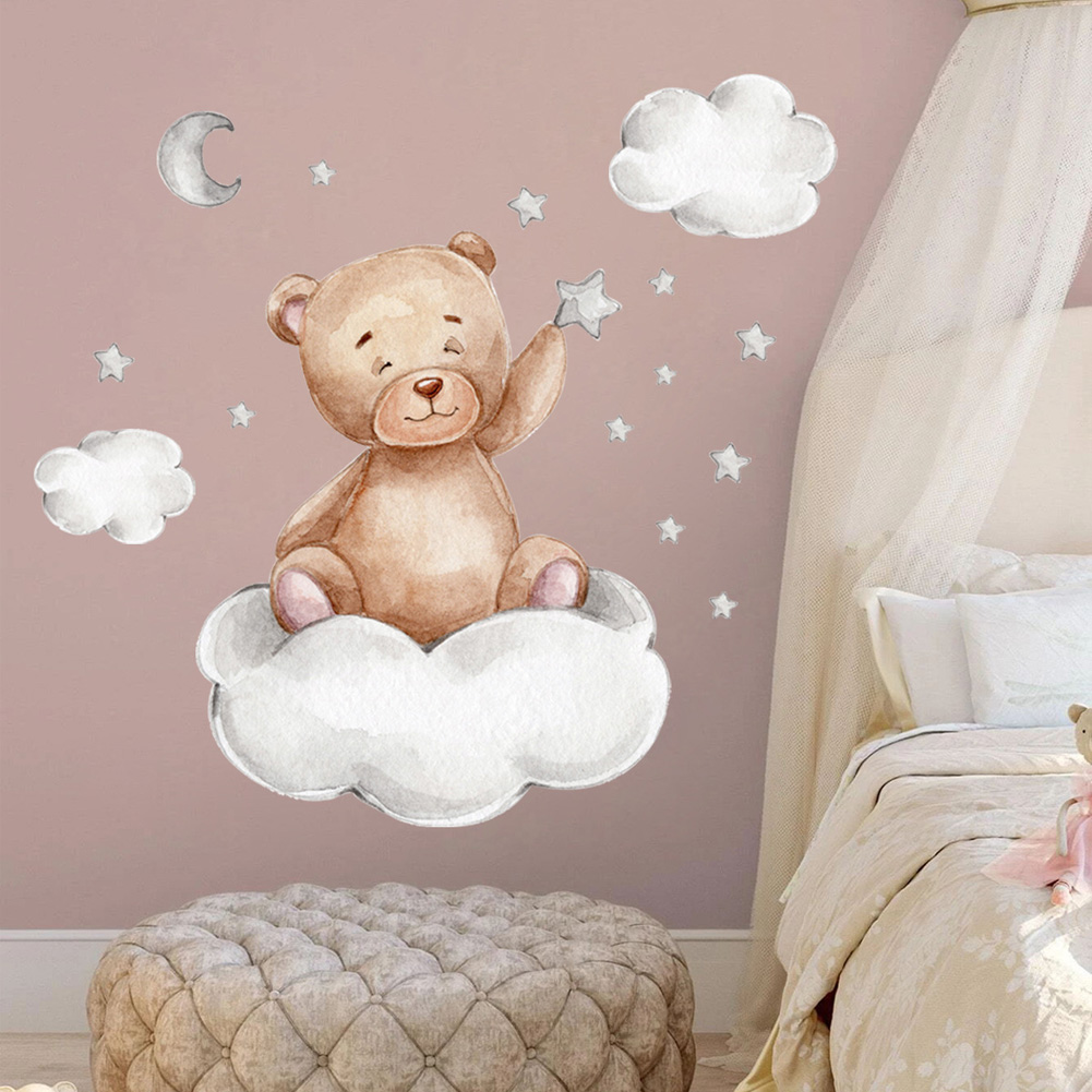 Bear Moon Clouds Stars Wall St - Baby Nursery Murals review and price